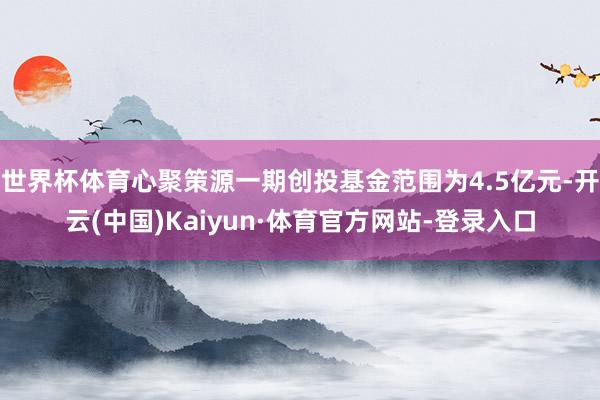 世界杯体育心聚策源一期创投基金范围为4.5亿元-开云(中国)Kaiyun·体育官方网站-登录入口