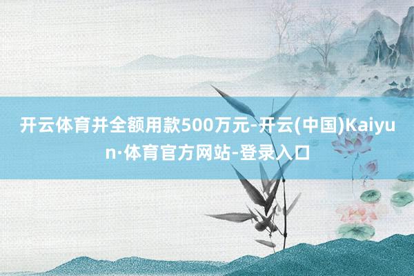 开云体育并全额用款500万元-开云(中国)Kaiyun·体育官方网站-登录入口