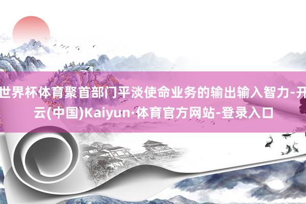 世界杯体育聚首部门平淡使命业务的输出输入智力-开云(中国)Kaiyun·体育官方网站-登录入口